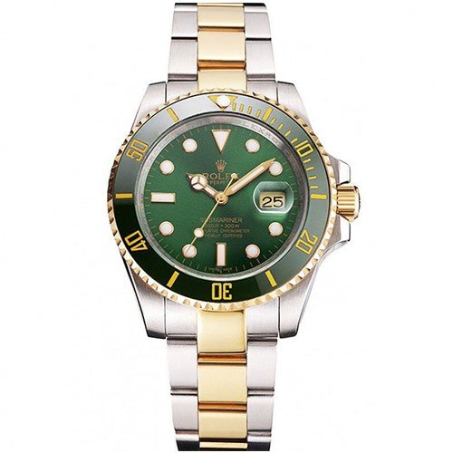 Rolex Submariner Two Tone Green Dial Men Watch